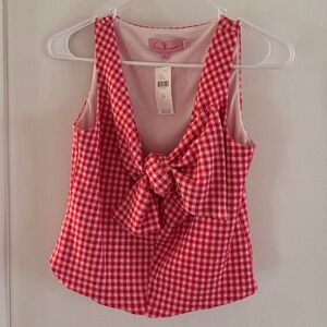 Anthropologie Checkered Bow Tank Top